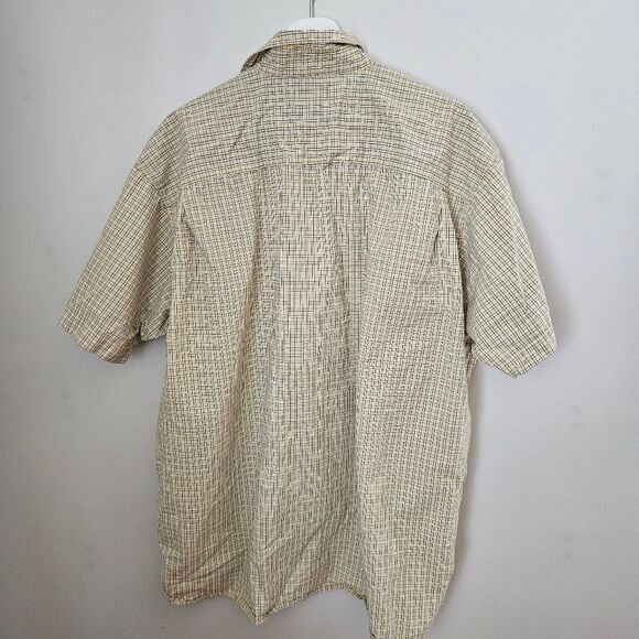 Wrangler Shirt Button Down Light Yellow Plaid Short Sleeve Wrinkle Resist Casual - Picture 5 of 11